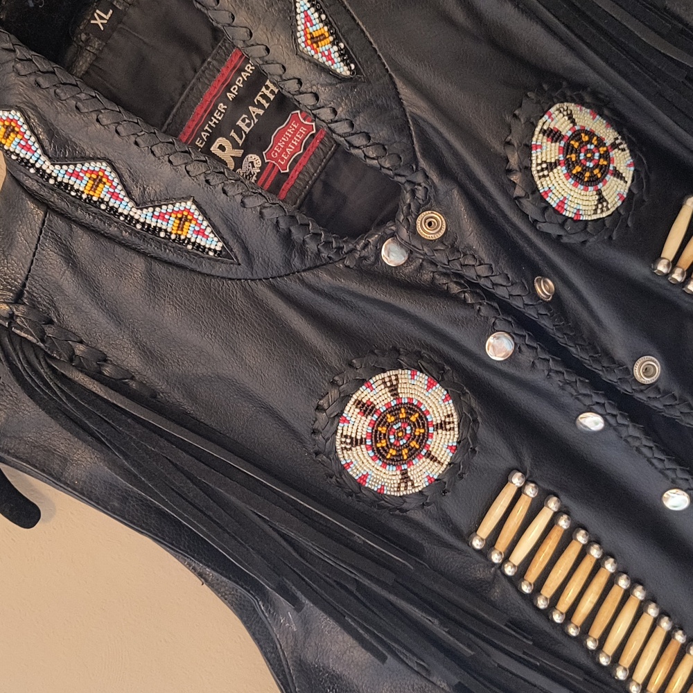Leather Fringe Vest - Picture 2 of 12